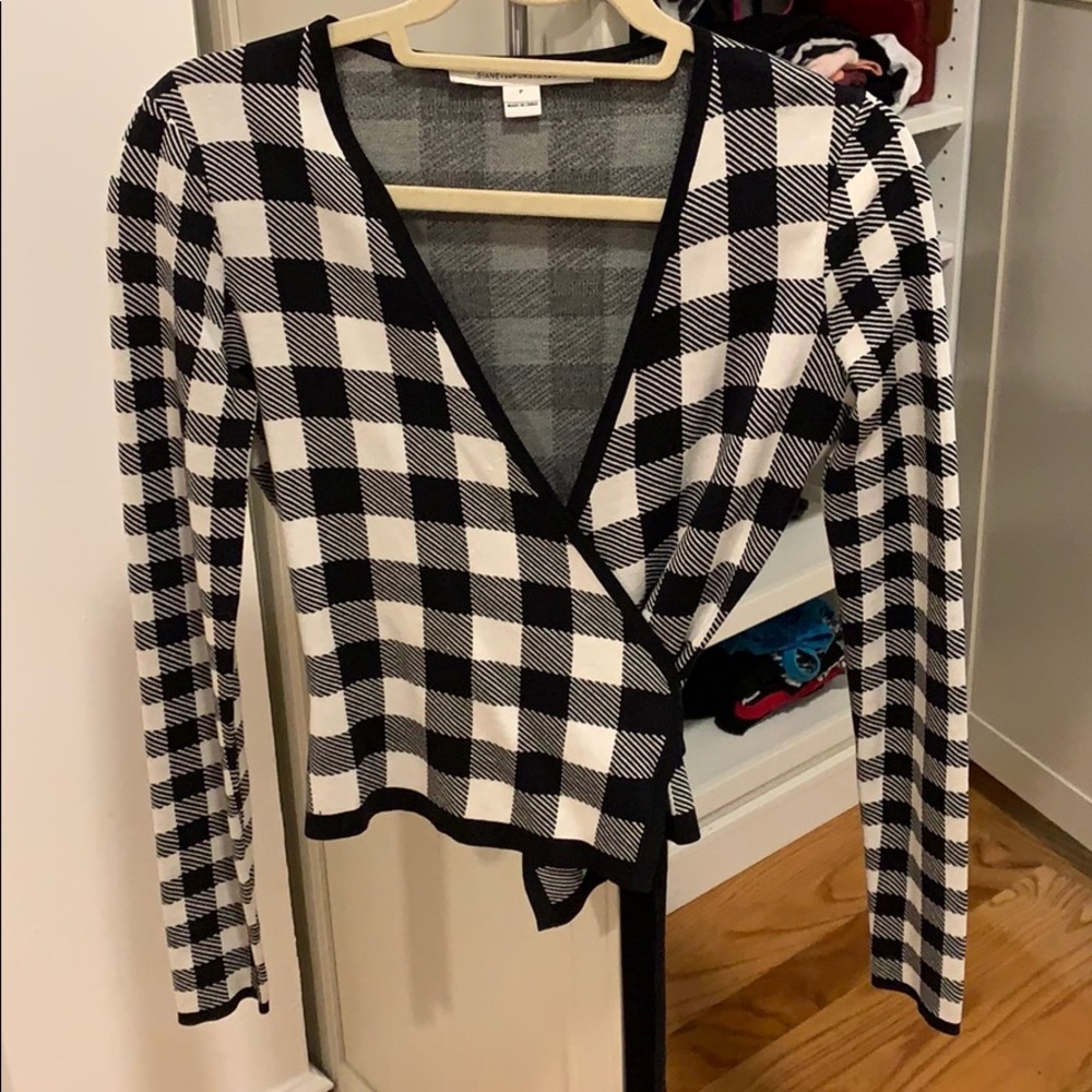 DvF Checked Wrap Cardigan Size P